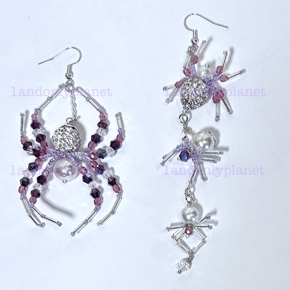 🌹HP🌹LAST 1– NEW Rhinestone Diamond & Amethyst Party Spider Drop Earring - Picture 4 of 6